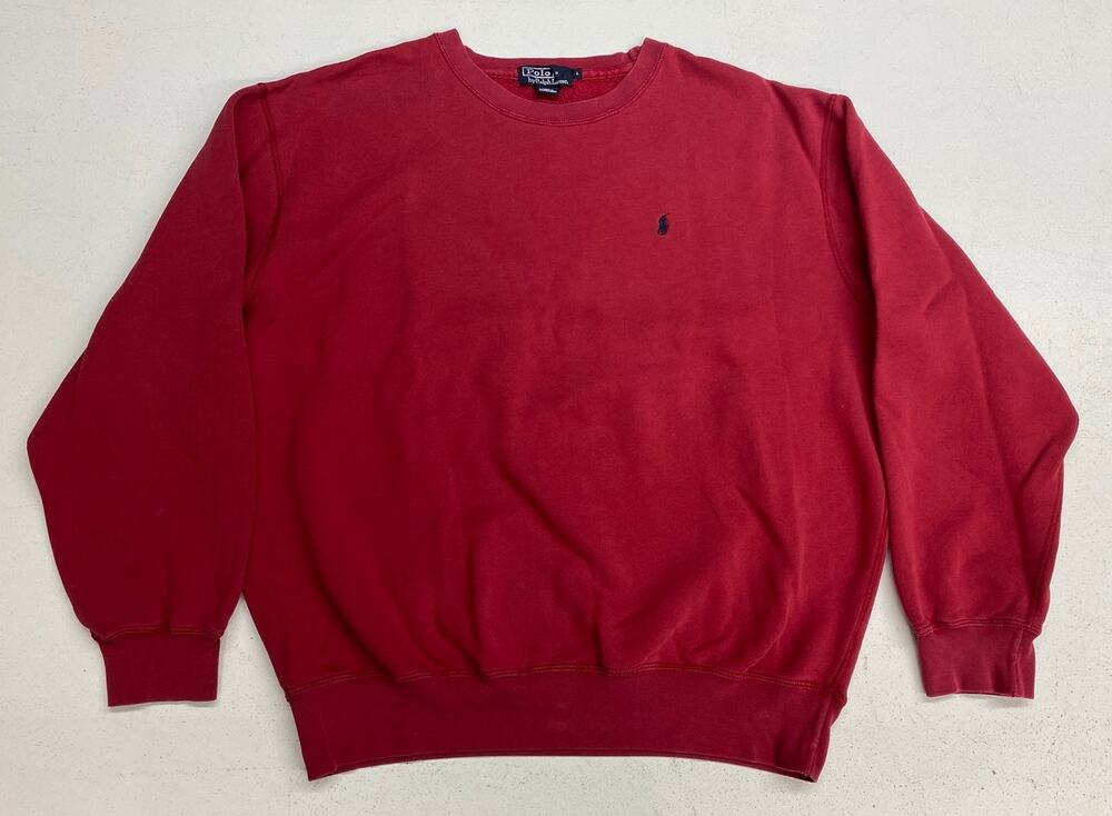VTG 90s Polo Ralph Lauren crewneck basic solid red pullover sweatshirt, L